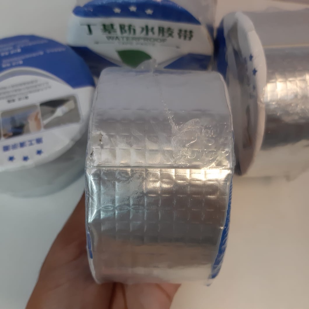 Lakban Anti Bocor 5 meter Lakban Waterproof Nano Tape Double Tape 3 meter Aluminum Foil Butyl Super Tape Waterproof Lem Perekat Anti Air Tahan Panas lakban aluminium anti air