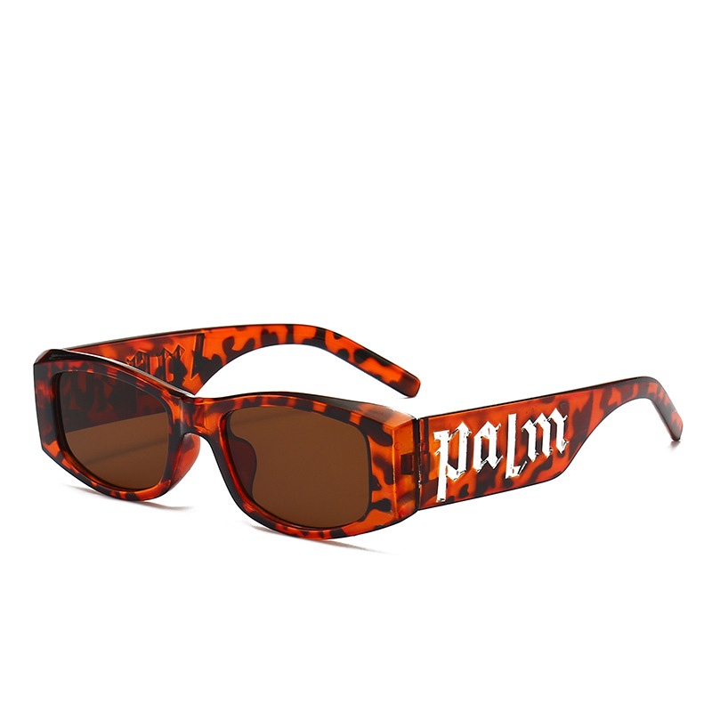 Kacamata Boldie Frame Tebal Skinny Hitam Persegi Panjang Uv400 Gaya Vintage Retro Untuk Wanita Dan Pria-Hip hop leopard