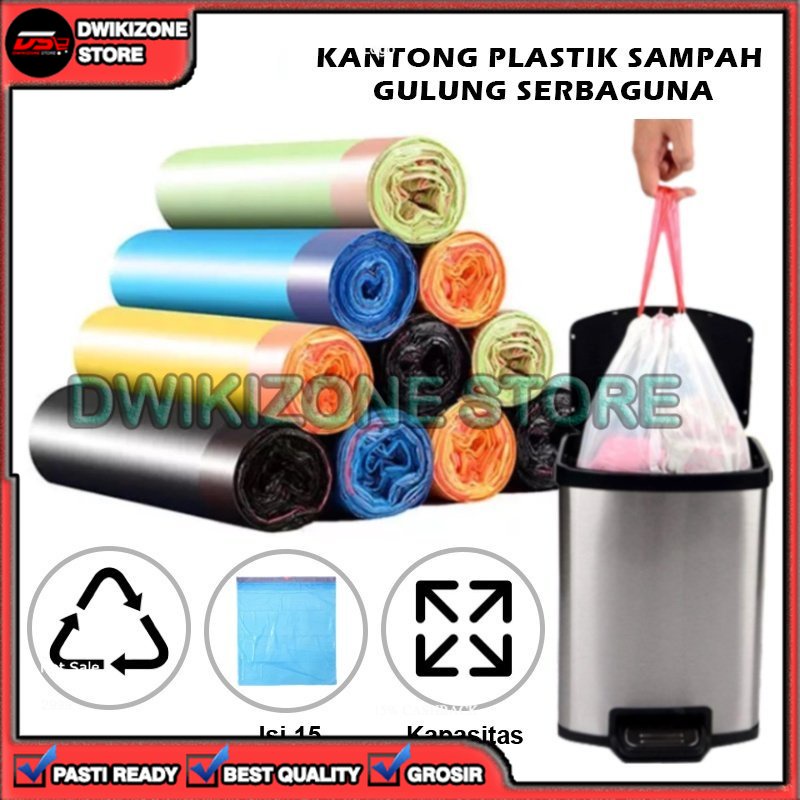 [GROSIR] KANTONG KRESEK PLASTIK SAMPAH DAPUR ROLL UKURAN 45X50CM 45 X 50 CM DENGAN TALI PENGIKAT MULTIFUNGSI SERBAGUNA