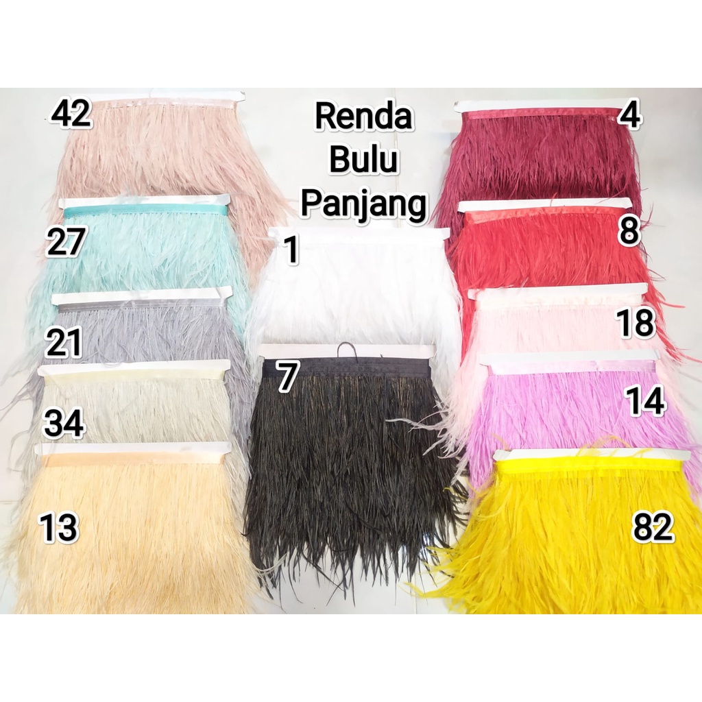 Renda Bulu Ostrich Feather Panjang per roll (10m)