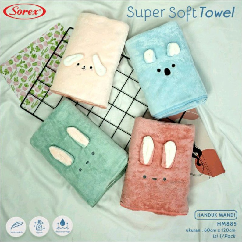 Sorex Handuk Bayi Kuping | Polos Sorex Super Soft Jumbo 140x70cm HM906 | HM885 Microfiber Tebal Towel Animal Lembut