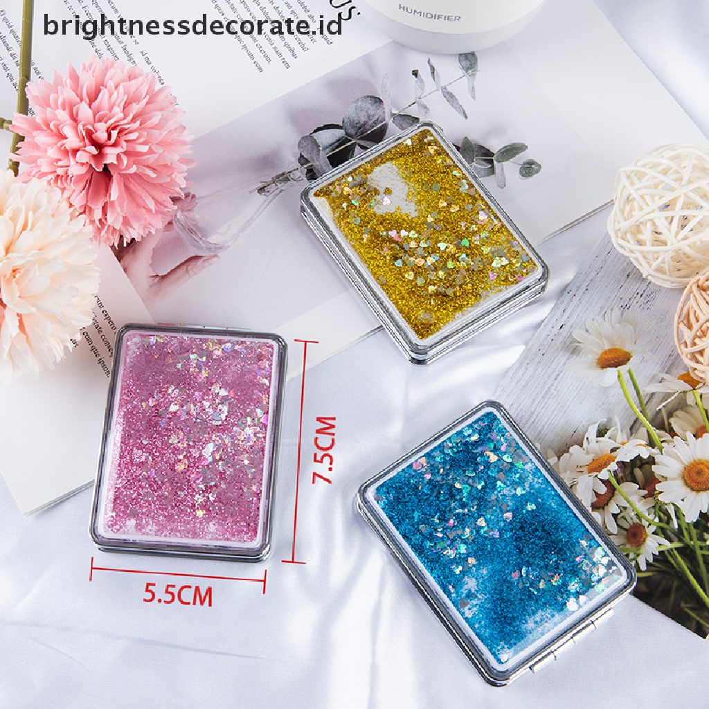 [Birth] Cermin Rias Saku Mini Cermin Compact Kosmetik Kreatif Dengan Pasir Mengalir [ID]