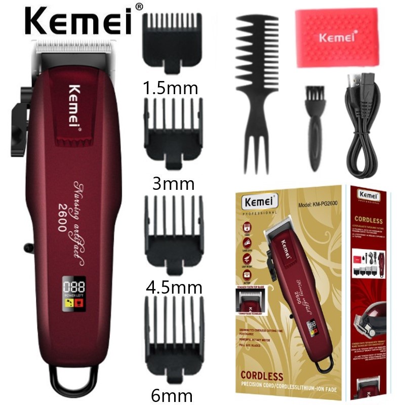 Kemei Alat cukur rambut elektrik Mesin Cukur Rambut Tanpa Kabel Turbo Hair Clipper KM-PG1990A