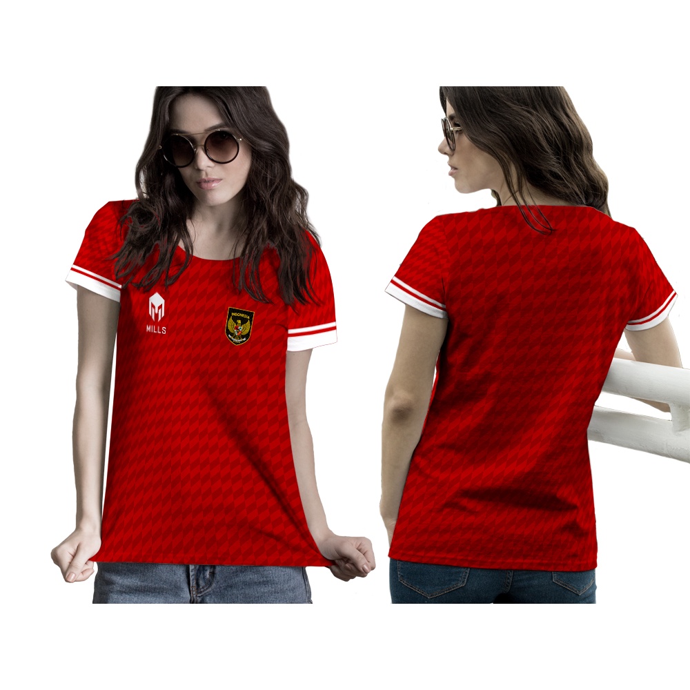 Riashop - Jersey Wanita Motif Timnas Indonesia AFF Championship 2021 2022