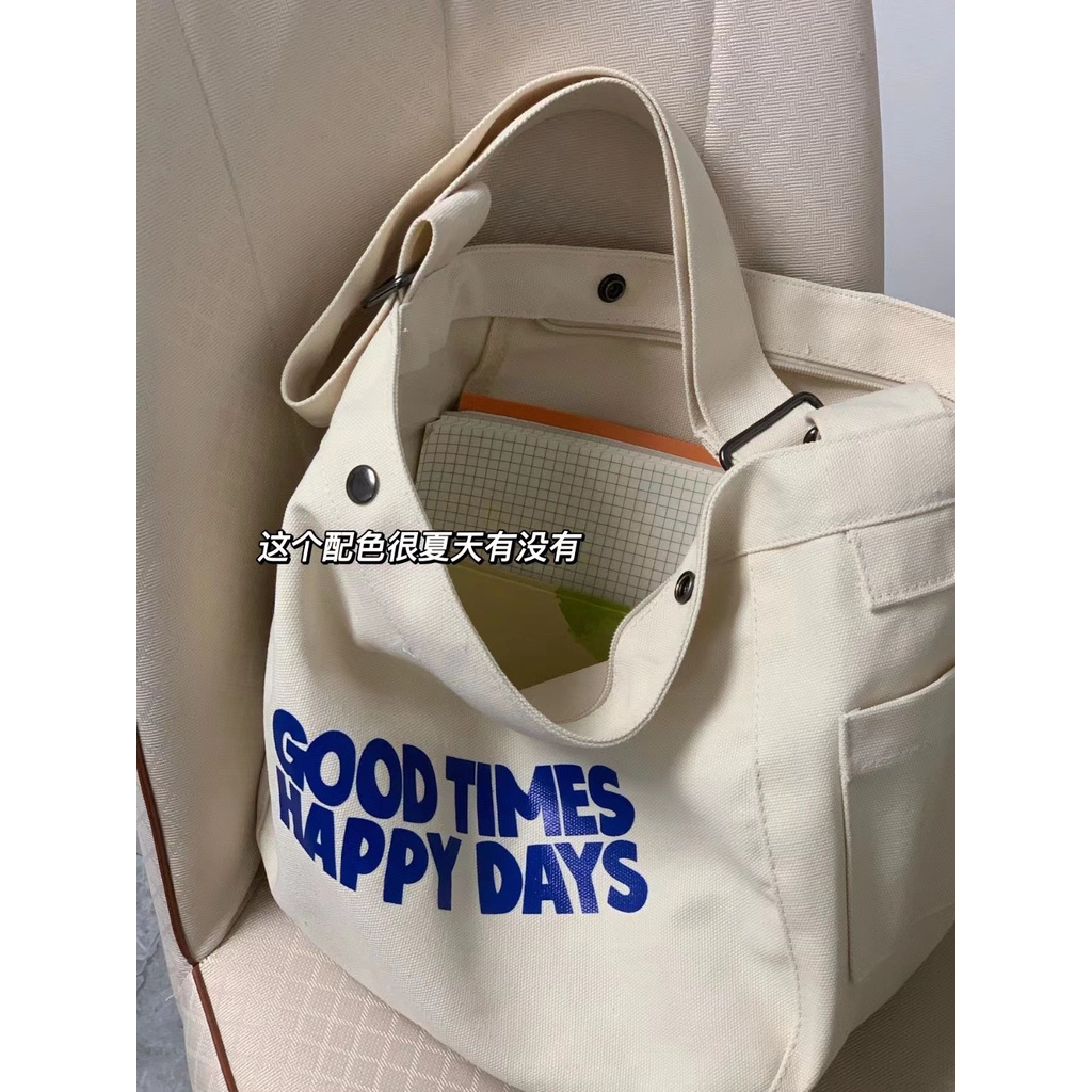 Happy Days Sling bag Tas Selempang Canvas Wanita Casual Trendy Slingbag Cewek OOTD Fashion Wanita Kuliah Korean Style Lucu Emory wanita Keren Kekinan Outfit Korea Lucu Style Chikoisme