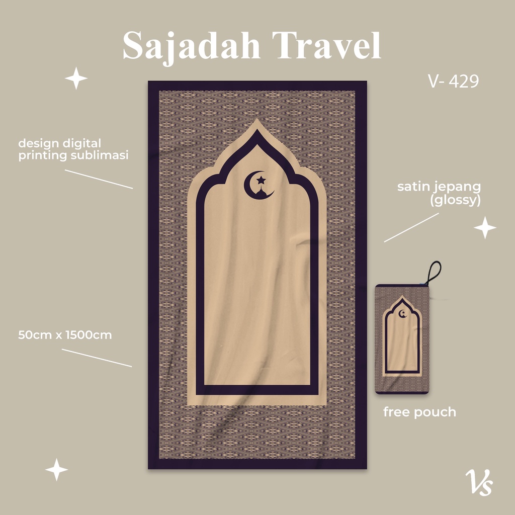 V - 429  || SAJADAH TRAVEL/SAJADAH SOUVENIR TAHLILAN/ SOUVENIR HAJI/ SOUVENIR AQIKAH DAN SOUVENIR PESTA FREE POUCH