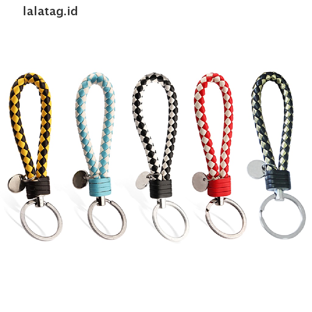 [lalatag] Multicolor Kulit PU Anyaman Tali Gantungan Kunci Tempat Kunci Mobil Handbag Diy Keyring [ID]