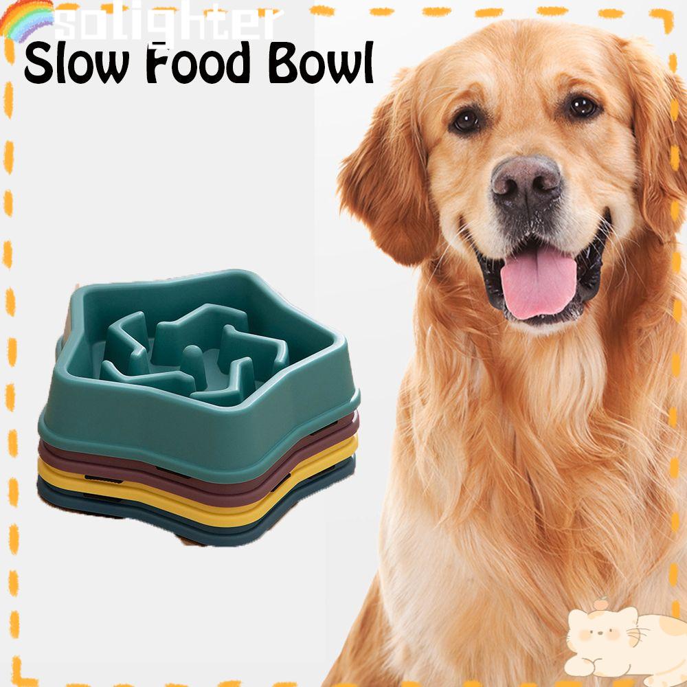 Solighter Pet Slow Food Bowl IQ Training Non-slip Mangkuk Tunggal Mangkuk Kucing/Anjing