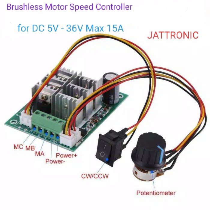 BLDC Controller 12-36V 15A Brushless Reversible Speed Control 500W