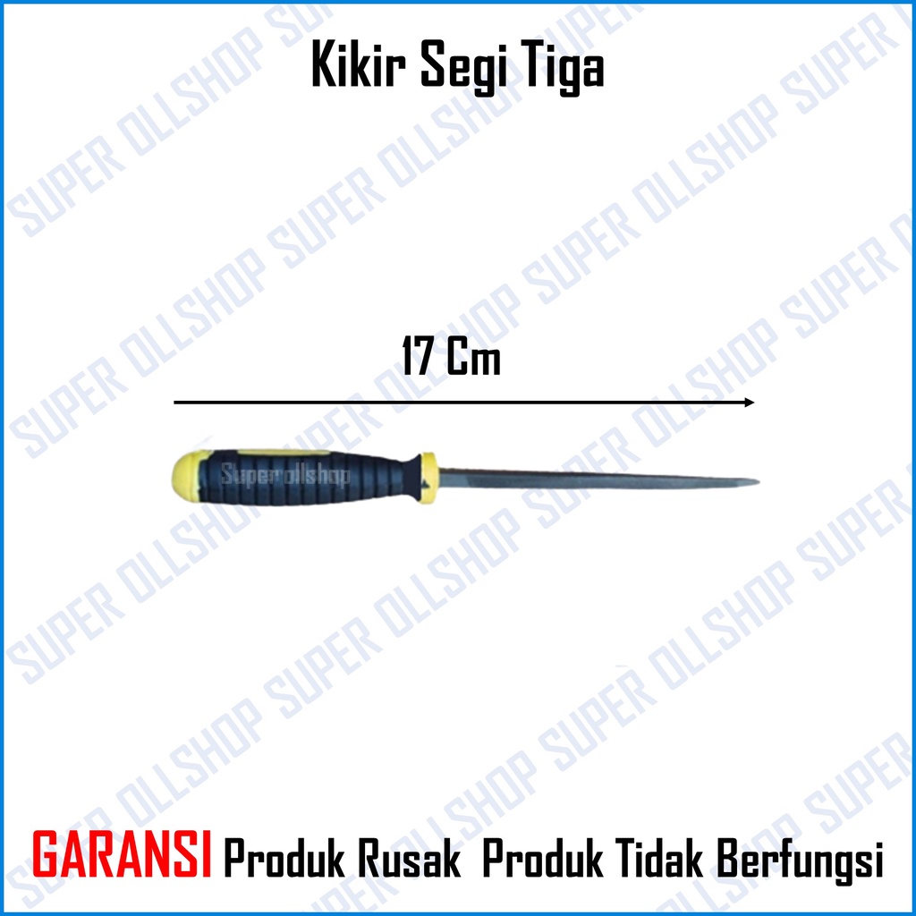 Kikir Gergaji Segitiga Gagang Karet Asah Graji Slim Taper Saw Files 4 Inch