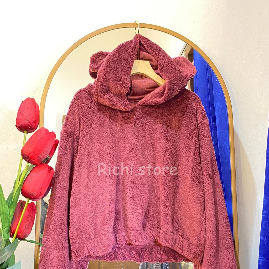 HOODIE BEAR TUDUNG KUPING BAHAN LEMBUT