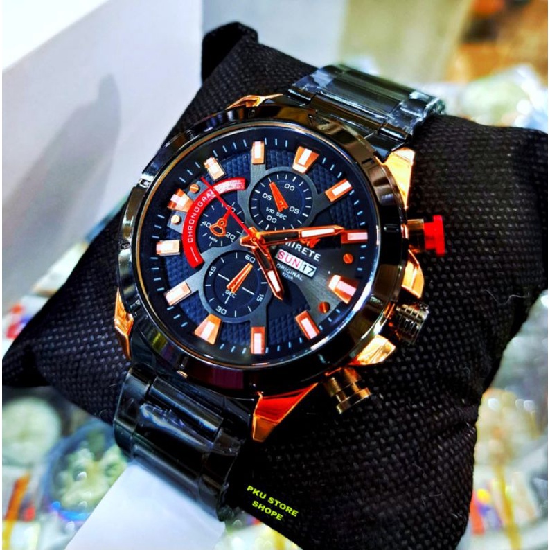 Jam Tangan Pria Mirete Sporty Original Import Day Date Aktif Strap Rantai Stainliss Tahan Air || Jam Tangan Pria Model Simple Elegan Mewah Kekinian Bayar Di Rumah