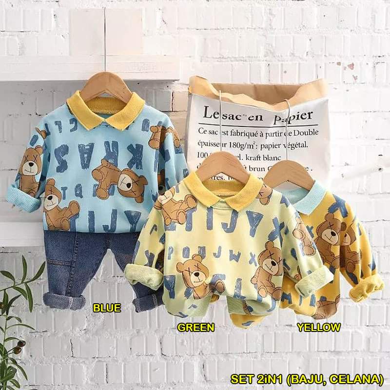 Setelan Anak Laki Laki Smart Alphabet Bear