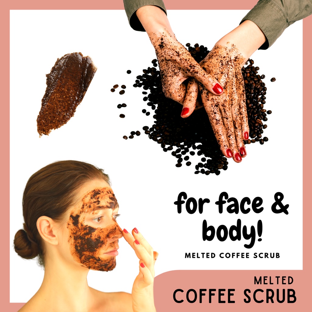 Melted Coffee Scrub - with Turmeric and Shea Butter - Face and Body Scrub - Exfoliating Dead Skin and Brightening - Scrub in Butter