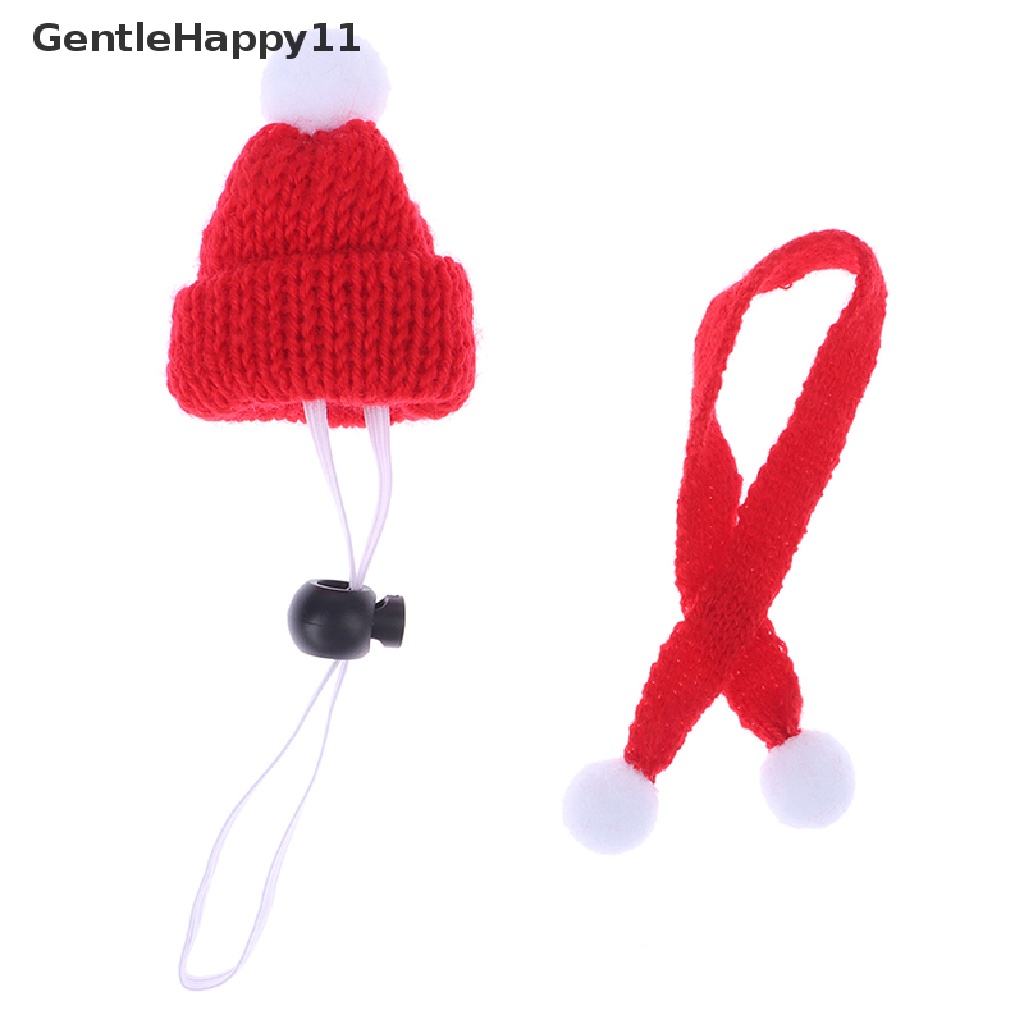 Gentlehappy 1Set Mini Beanies Cap Hat Syal Boneka Hiasan Kepala Aksesori Rumah Boneka Natal Tahun Baru Rumah Dekorasi Adegan Botol Wine Cover Kecil Pet Caps Kostum Dress Up id