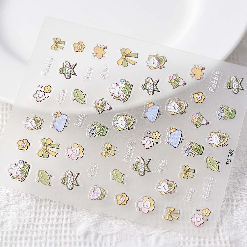 Mxbeauty Kartun Stiker Kuku Wanita Kelinci Lucu Hewan Laut Manikur Aksesoris Beruang Nail Art Dekorasi