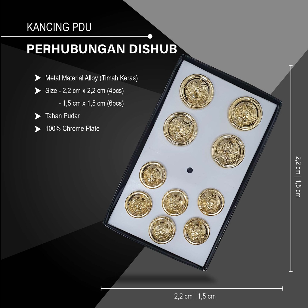 Kacing PDU PERHUBUNGAN Kancing Seragam PERHUBUNGAN  Kancing Baju kancing Baju Besar