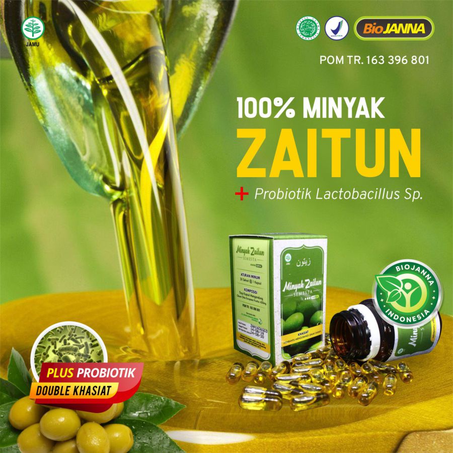 Kapsul Zaitun Probiotik (isi 30 Kapsul) | Obat Herbal Probiotik | Minyak Zaitun Herbal