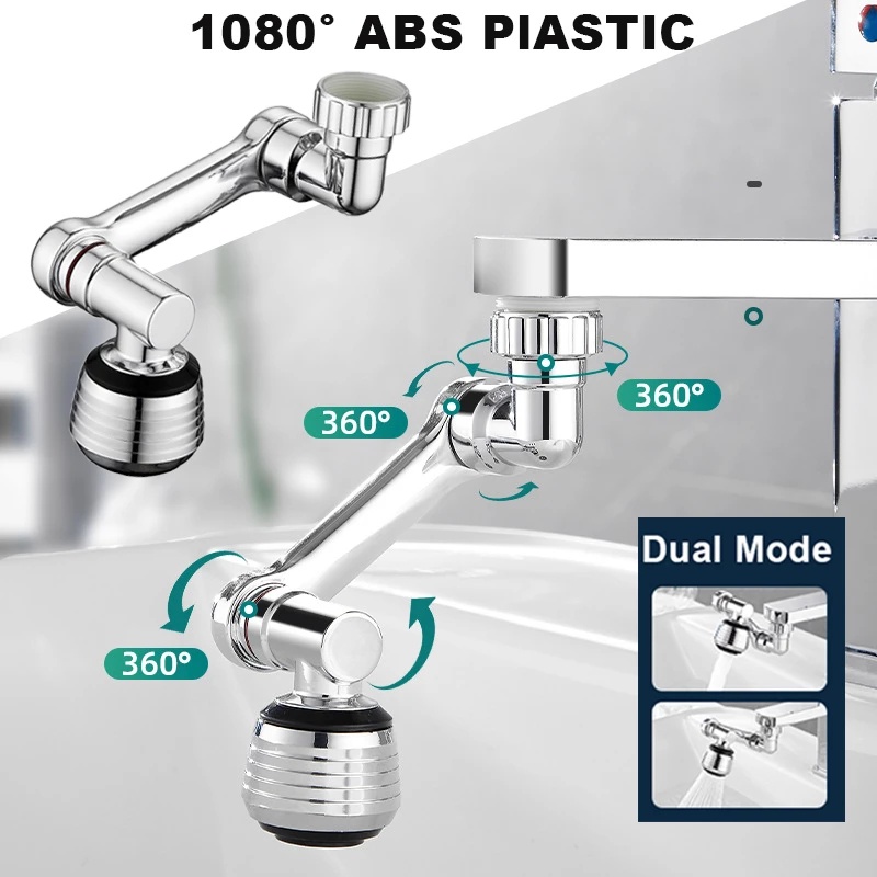 1pcs Kran Air Wastafel Dapur Robotic Arm Faucet Silver Splash Filter New Universal1080° Kran Extender Rotasi Untuk Kamar Mandi Dapur