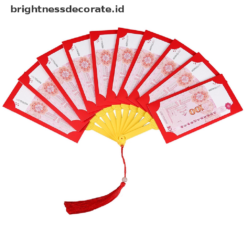 [Birth] Amplop Merah Imlek Baru Bentuk Kipas Hongbao Chinese Spring Festival Red Pockets Best Wish Lucky Money Pockets Gift [ID]