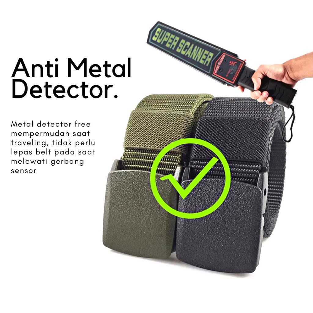 Ikat Pinggang Tactical Nylon Canvas Army Anti Metal Detector