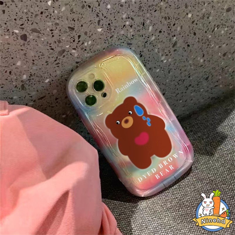 IPHONE Casing Kompatibel Untuk Iphone14 13 12 11 Pro Max X Xr Xs Max8 7 6 6s Plus Se2020Ananan Lucu Imut Beruang Ponsel Case Pelindung Lensa Warna Warni Halo Dye Silikon Soft Case Cover Pelindung
