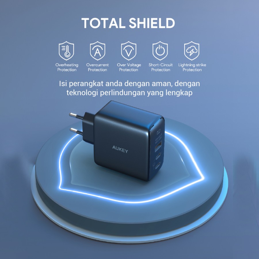 Aukey Wall Charger Omnia Mix 3 Series USB + DuaL Type C - 501540 - PA-B6T - Garansi Resmi 2 Tahun