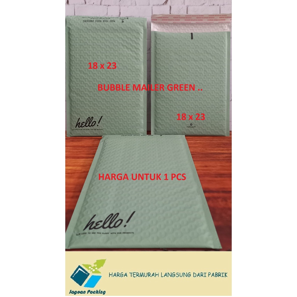 BUBBLE MAILER ; AMPLOP MAILER GREEN MATTE 18 CM x 23 CM / 18X23