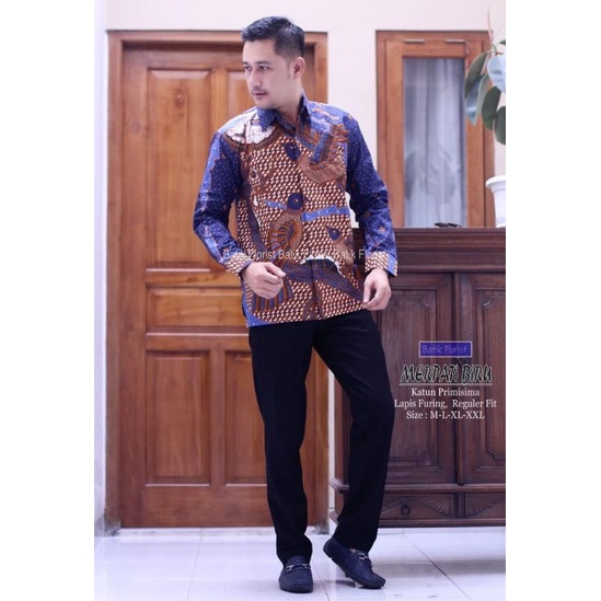 KEMEJA BATIK SOLO PEKSI LANGIT MERPATI BIRU BATIK PRIA SIZE M L XL XXL