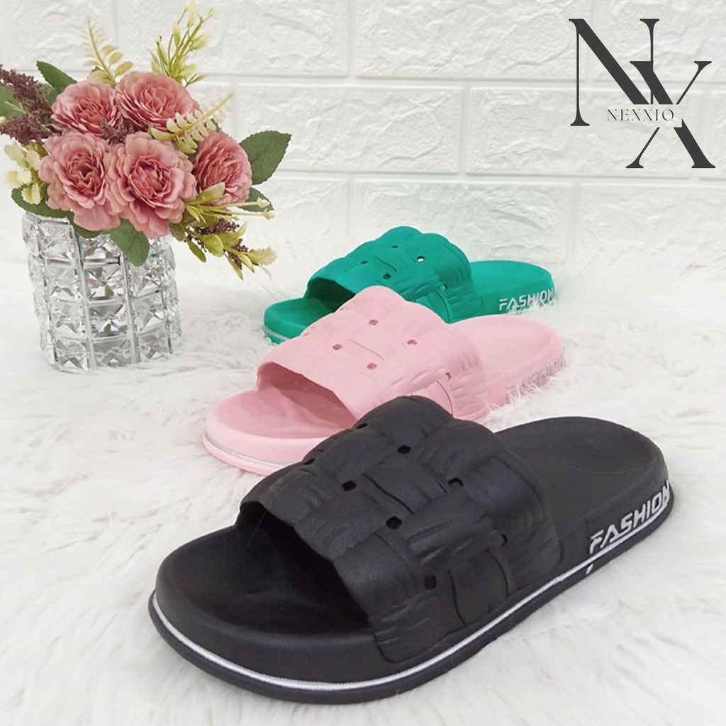 NEXXIO PROMO Sandal Wanita Jelly Korean Import Slipper Bahan Karet Tebal Empuk Sandal Sekop karet PVC FEAO  Webbing Super Soft / Sandal Selop Wanita Murah