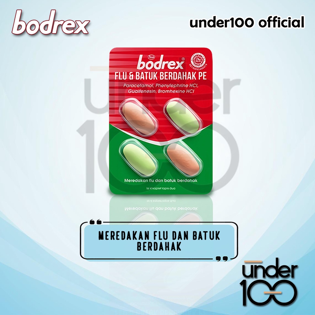 ❤ Under100 ❤ Bodrex 1 Strip isi 4 Tablet | Flu Batuk | Extra | Migra | Demam