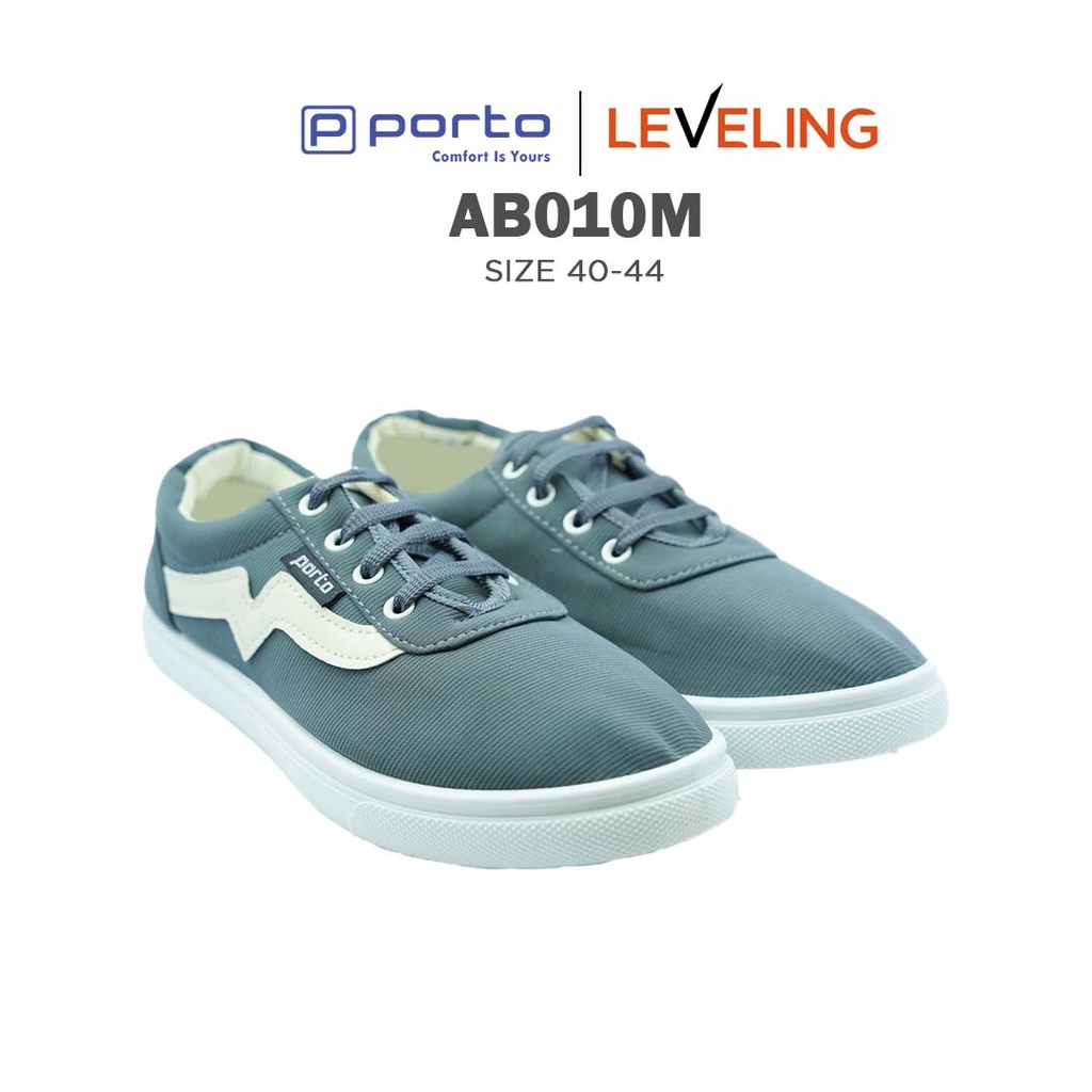 AB010M - Porto Leveling Sepatu Sneakers Pria Size 39 - 43 Simple Casual Nyaman Terbaru Casual Original