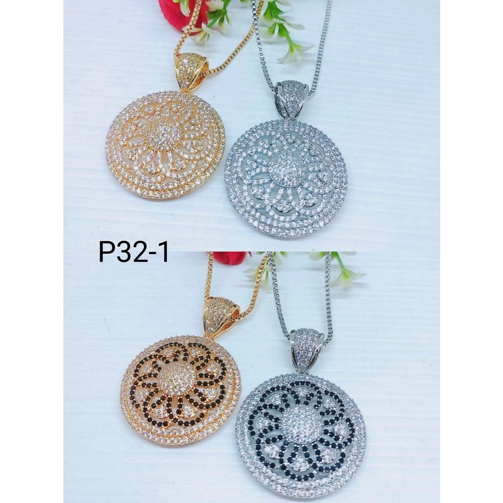 Kalung Xuping Permata Prtih/Hitam Lapis Emas Perhiasan Fashion P32-1/P32-2