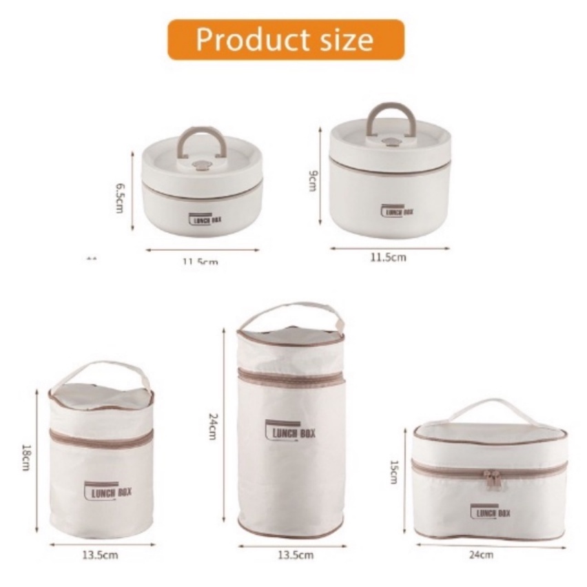 【Ready Stock】Kotak Makan Siang Bento 316 Stainless Steel Lunch Box Cream Rice Container Sealed Food Box Small School Picnic Box