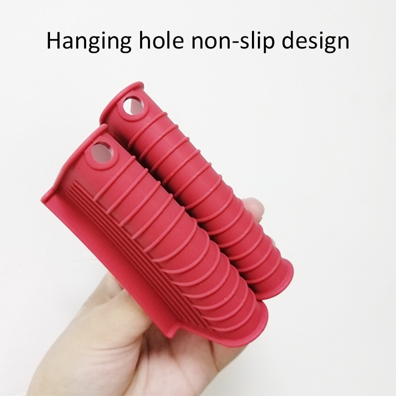 ღ 1Pc Silikon Anti Panas Pan Penutup Klip Pegangan Pan Sekop Klip Anti-Panas Panci Sup tetap Klip Microwave Pot Mangkuk Holderkitchen Perlengkapan