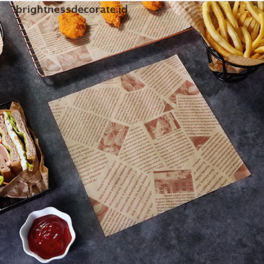 [Birth] 30lembar Kertas Lilin Anti Minyak Roti Sandwich Burger Fries Wrapping Paper [ID]