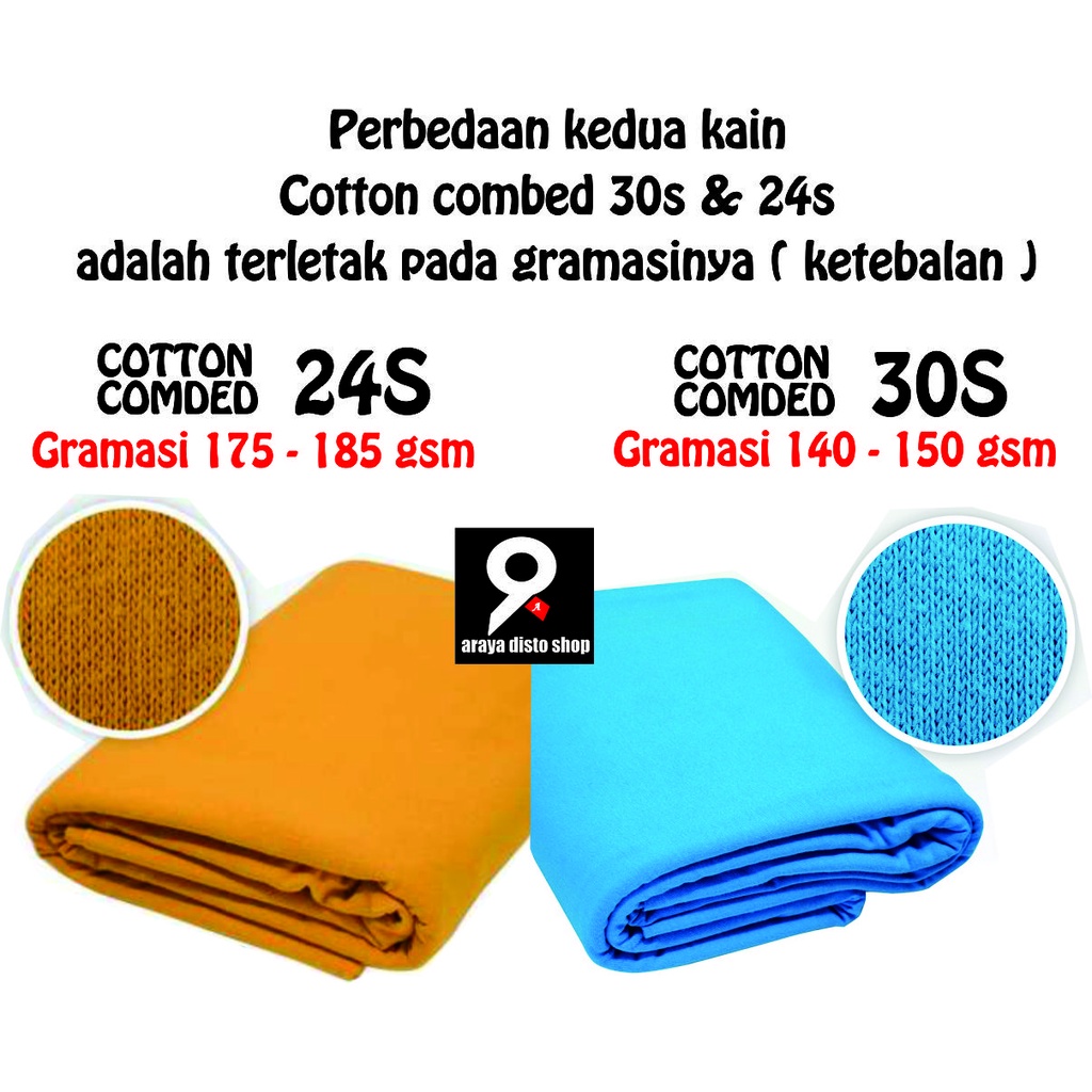 ARAYA kaos polos RAGLAN/cotton combed 24s/dewasa/lengan 3/4