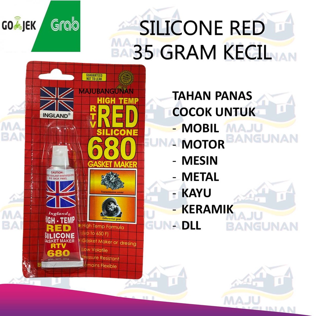 

LEM AUTO SEALER MERAH SILICONE RED 35gram INGLAND HIGH TEMP HIGH QUALITY / LEM MESIN