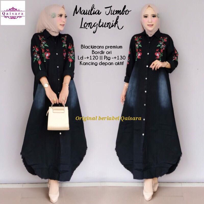 Maulia long tunik jumbo jeans