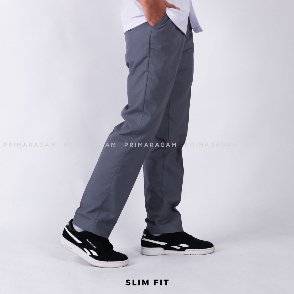 Celana seragam sekolah sma smk abu abu regular slimfit slim fit pensil pinsil pria laki laki