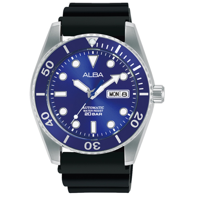 Alba Automatic AL4363X1 Blue Dial Silicone - Jam Tangan Pria AL4363