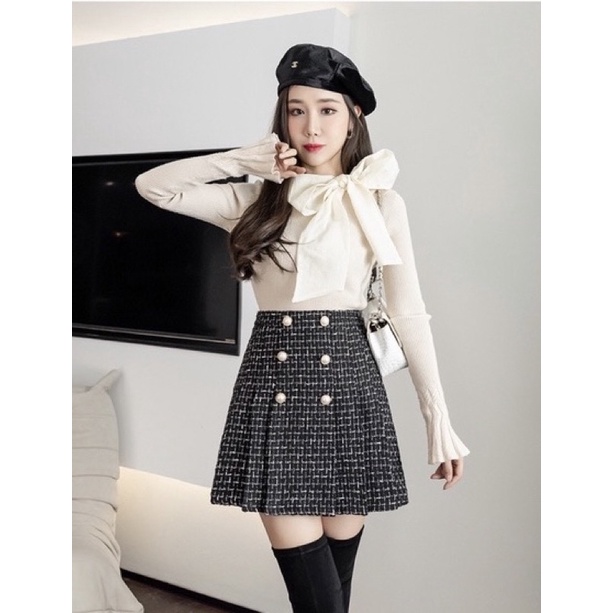 TWEED SKIRT MINI ROK PENDEK IMPORT MX623