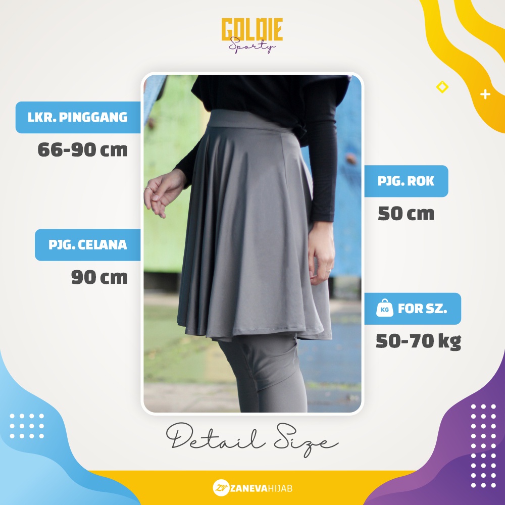 Goldie Sporty l Legging Rok Celana l Legging Olahraga Tebal tanpa nerawang l Legging Muslimah l Sportwear By Zaneva