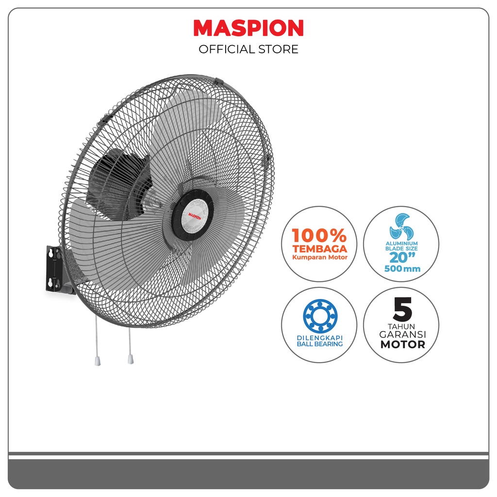 Maspion Power Wall Fan Kipas Angin Dinding 20 Inch PW-506 W