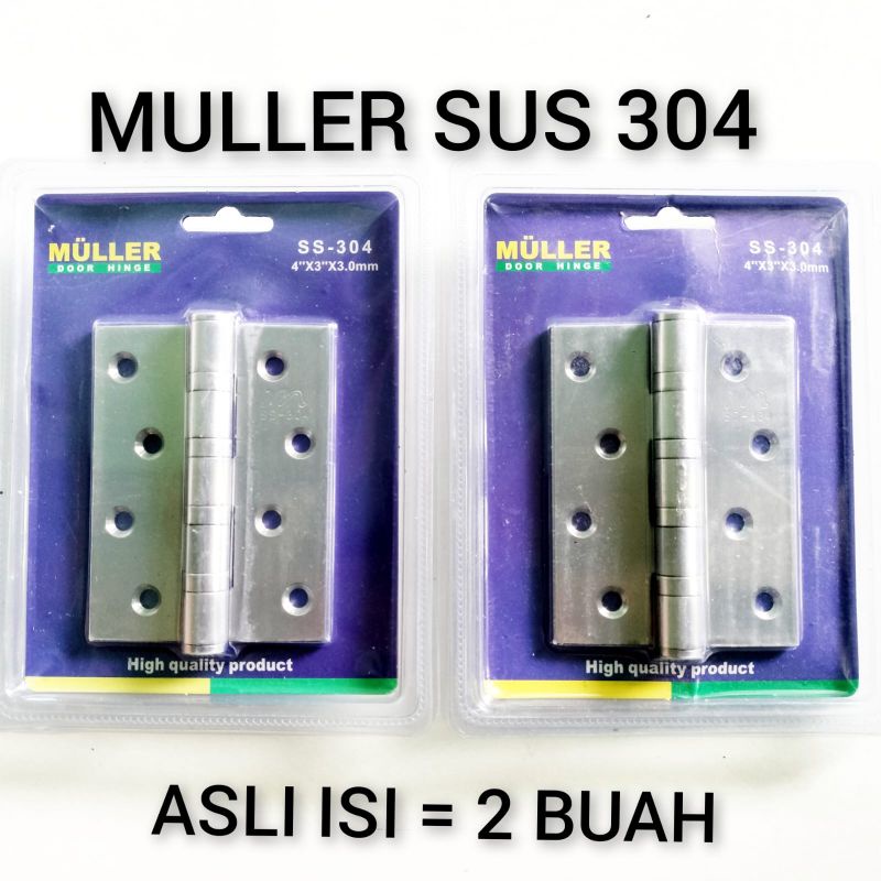 [ isi 2 Buah ] MULLER HIGH QUALITY Engsel pintu rumah stainless 5 inch / Engsel Jendela 3 inch Stenlis MULER