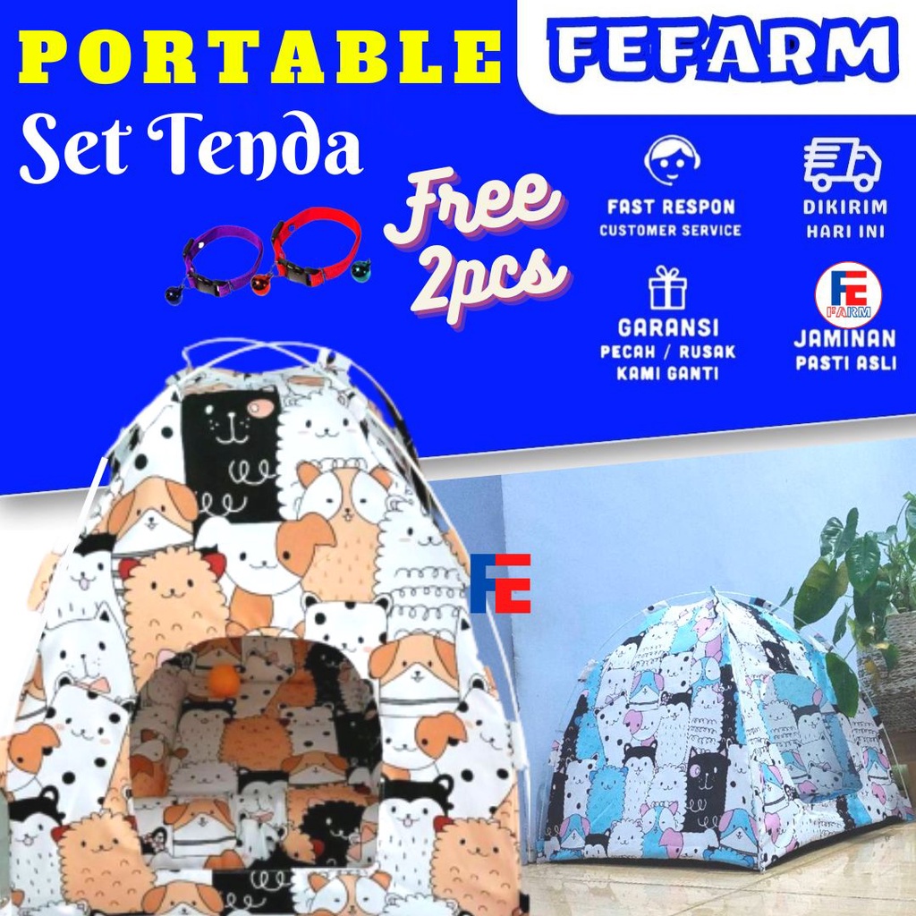 Tenda Kucing Bonus Kasur Dan Kalung FEFARM