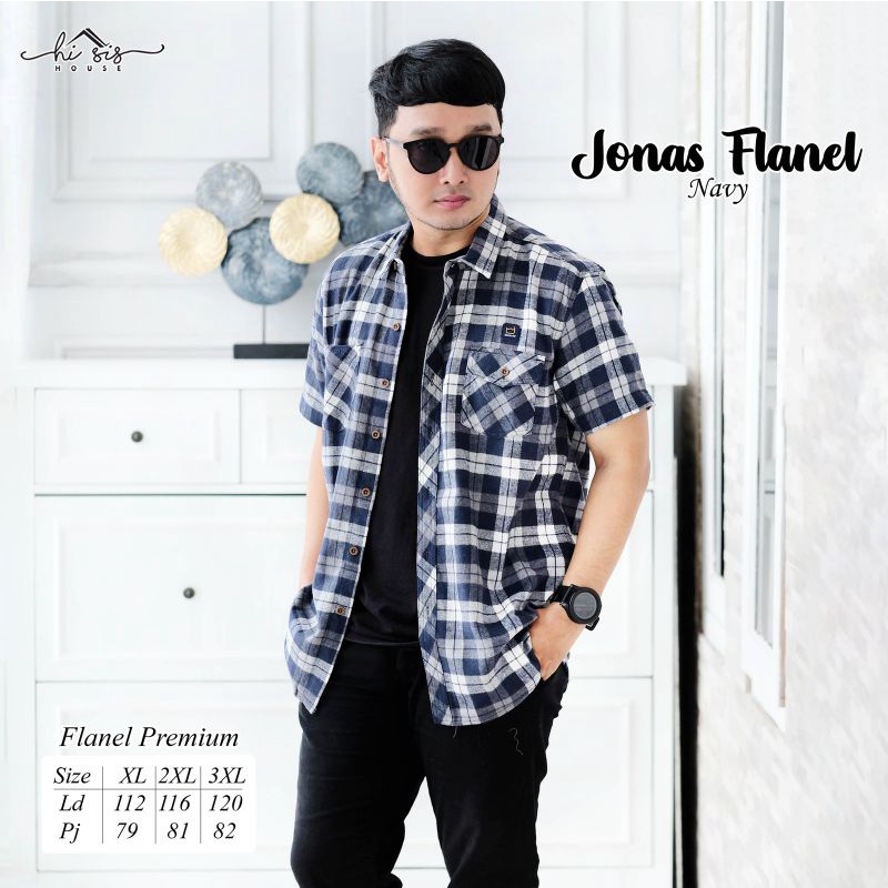 KEMEJA FLANEL JONAS BY HI SIS HOUSE | Kemeja Flanel Premium Lengan Pendek