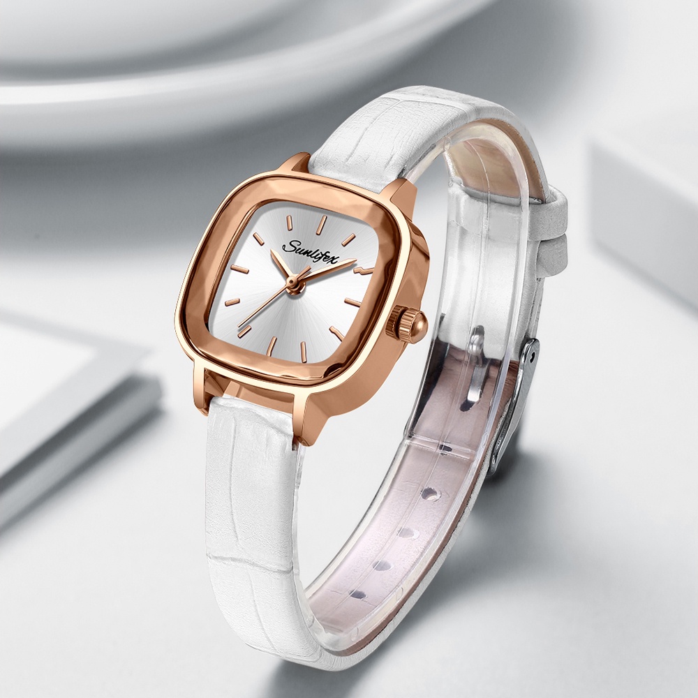 Sunlifex Jam Tangan Wanita 8003 Kuarsa Santai Anggun Jam Wanita Kecil Tali Kulit Jam Tangan Cewek