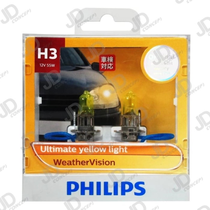 PHILIPS - BOHLAM H3 - WEATHER VISION - KUNING - 2600K - 12V - 55 WATT