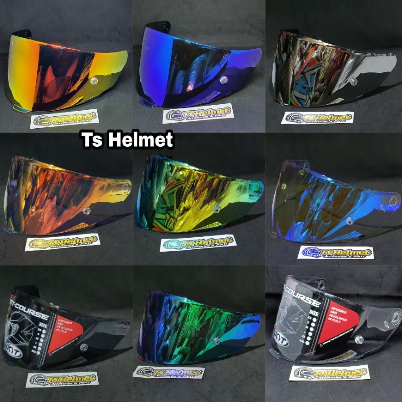 COD ||Flat visor Iridium silver gold blue  KYT R10 , RC7 , K2R , MDS VIKTORY top post stiker visor